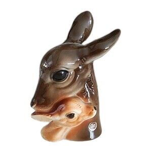 Vintage Royal Copley Deer And Fawn Figurine Doe Forest Animals Mid Century